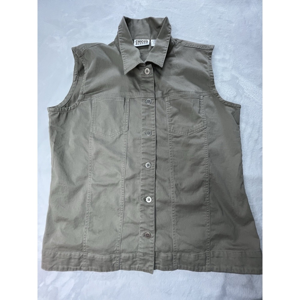 VTG Chico's Design Size 2 Womens Large‎ Shirt Vest Sleevless Brown